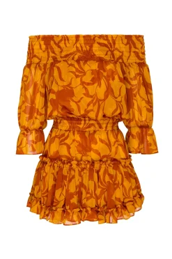 MISA Los Angeles Honeymoon|Misa Classics>DARLA DRESS Atlasfloralpersimmon