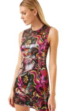 MISA Los Angeles Wedding Guest|Mini>EDIE DRESS Floragroovesequin