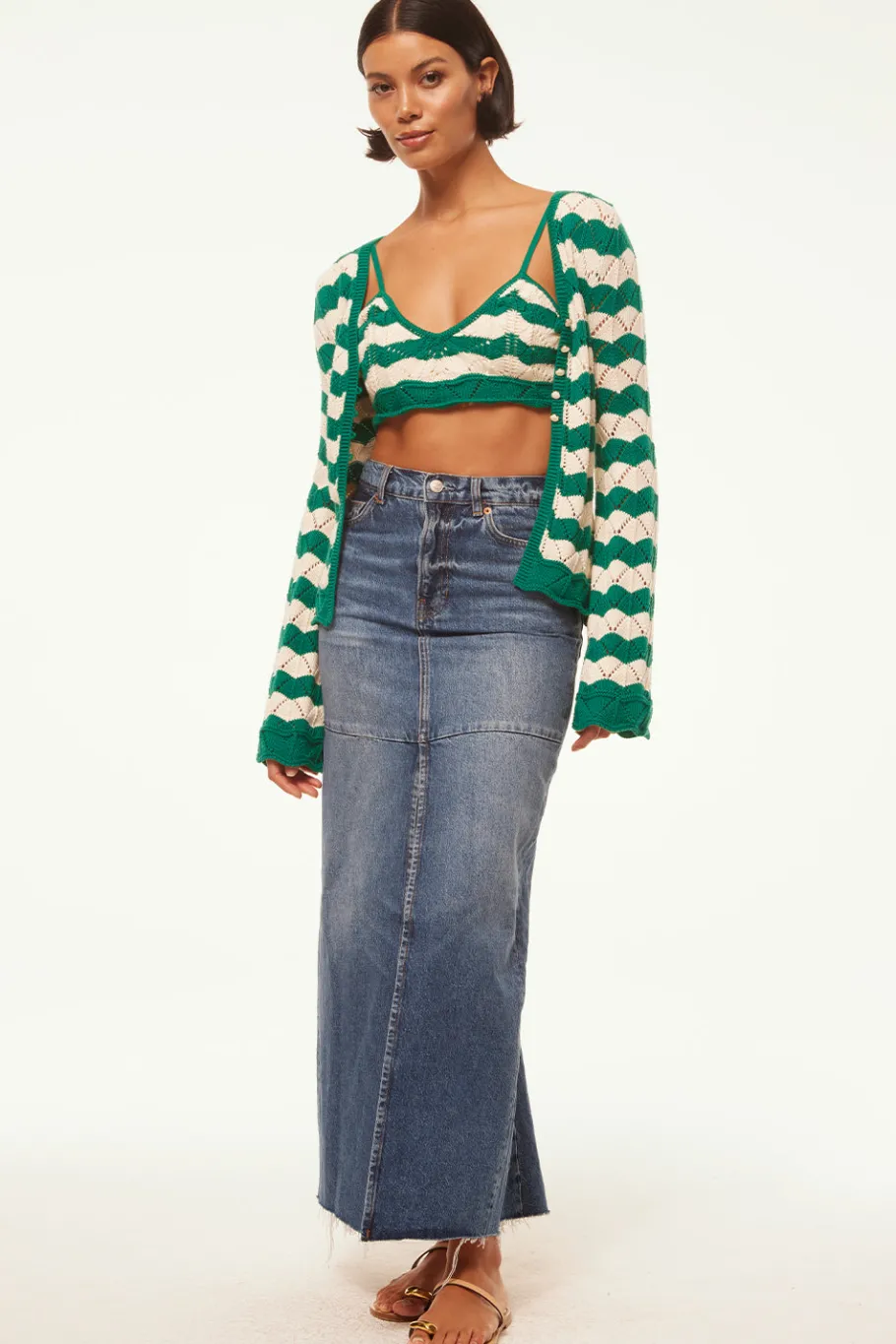 MISA Los Angeles Knits|Matching Sets>EIDA BRALETTE Emeraldstripe
