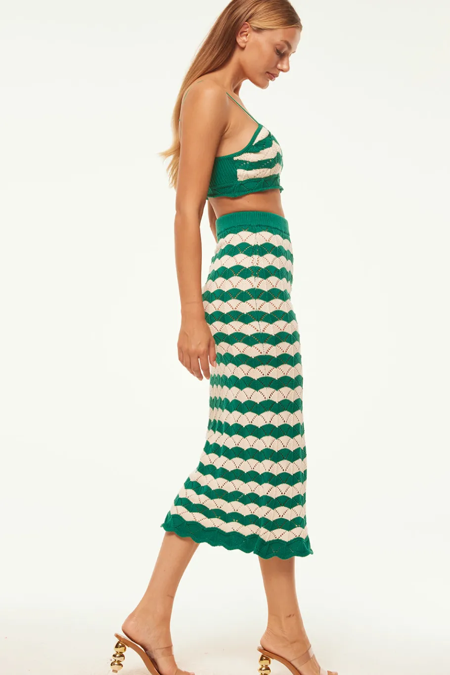 MISA Los Angeles Knits|Matching Sets>EIDA BRALETTE Emeraldstripe