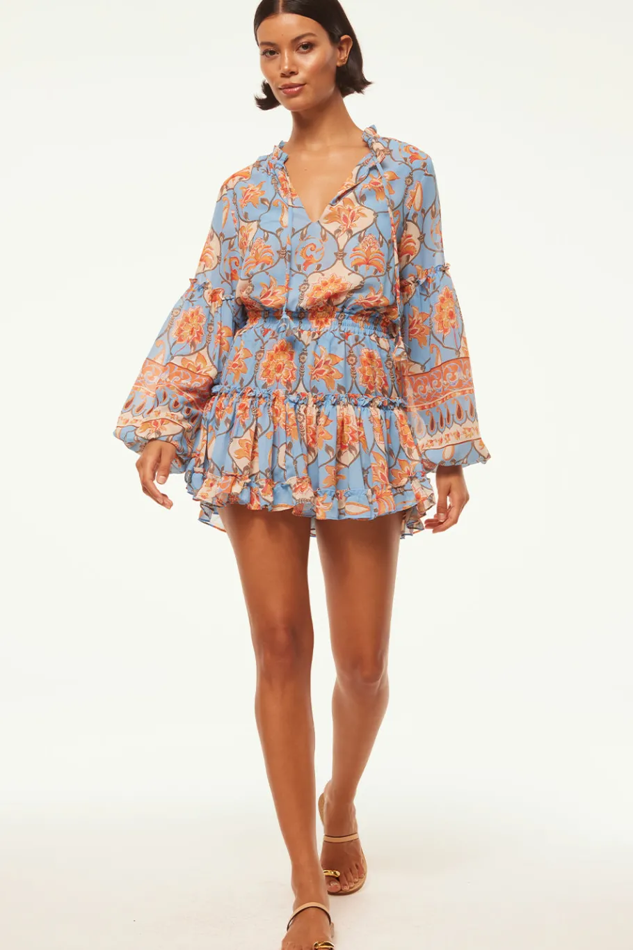 MISA Los Angeles Long-sleeve|Misa Classics>ELISABETTA DRESS Cagedfloral