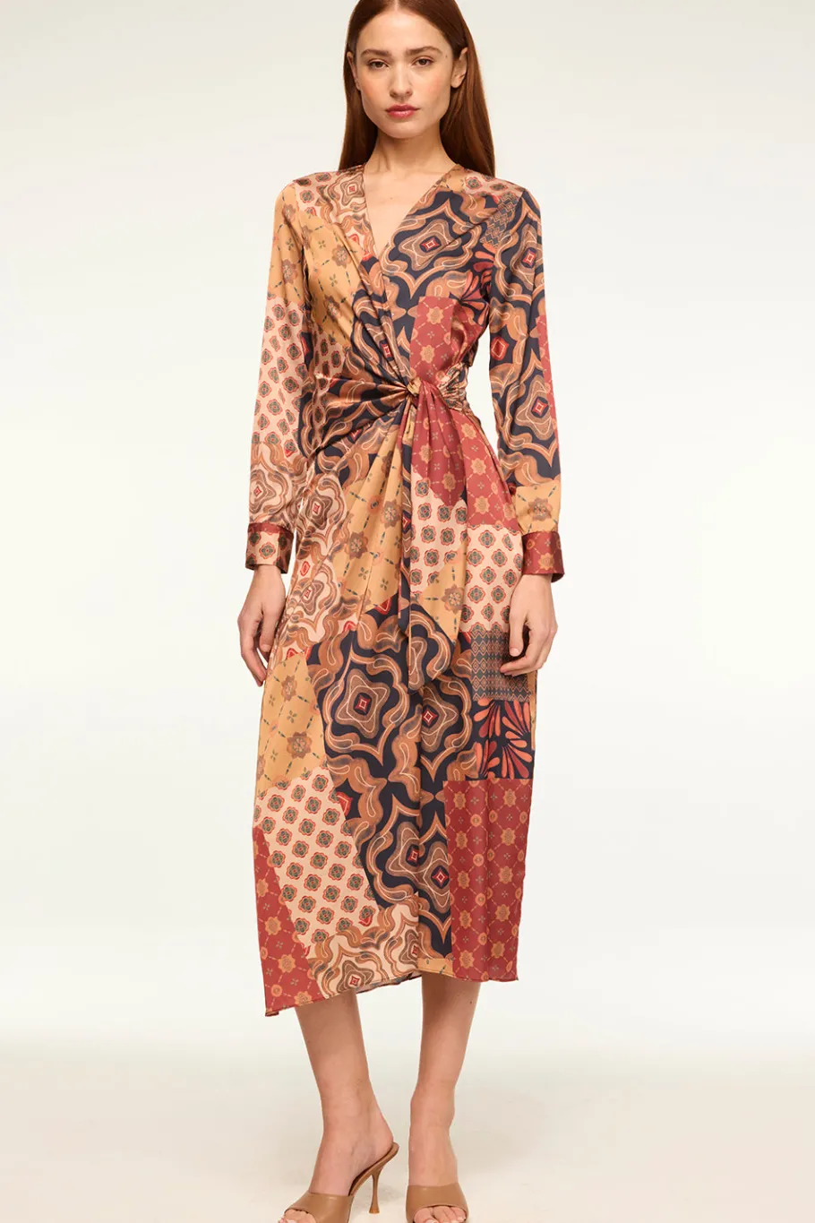 MISA Los Angeles Wedding Guest|Long-sleeve>ELIZA DRESS Surrealpatchworksatin