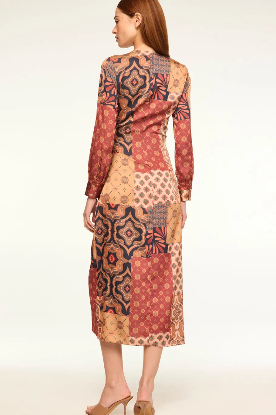 MISA Los Angeles Wedding Guest|Long-sleeve>ELIZA DRESS Surrealpatchworksatin