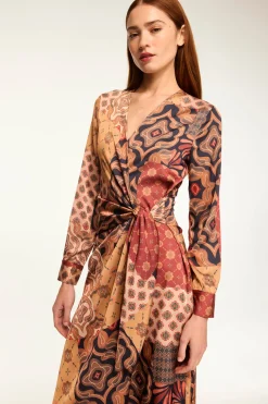MISA Los Angeles Wedding Guest|Long-sleeve>ELIZA DRESS Surrealpatchworksatin