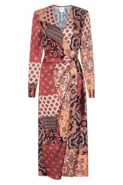 MISA Los Angeles Wedding Guest|Long-sleeve>ELIZA DRESS Surrealpatchworksatin