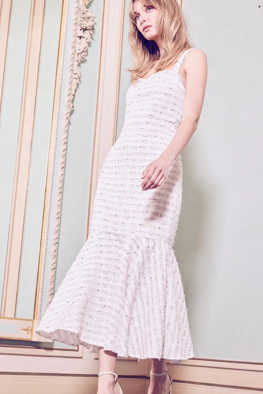 MISA Los Angeles Wedding Guest|Midi>ELKE DRESS Winterwhite