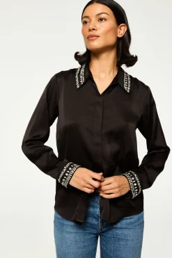 MISA Los Angeles Matching Sets|Tops>ELLIE TOP Blacksatin