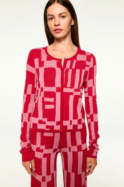 MISA Los Angeles Knits|Matching Sets>ELVIN CARDIGAN Pinku0026red