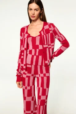 MISA Los Angeles Knits|Matching Sets>ELVIN CARDIGAN Pinku0026red