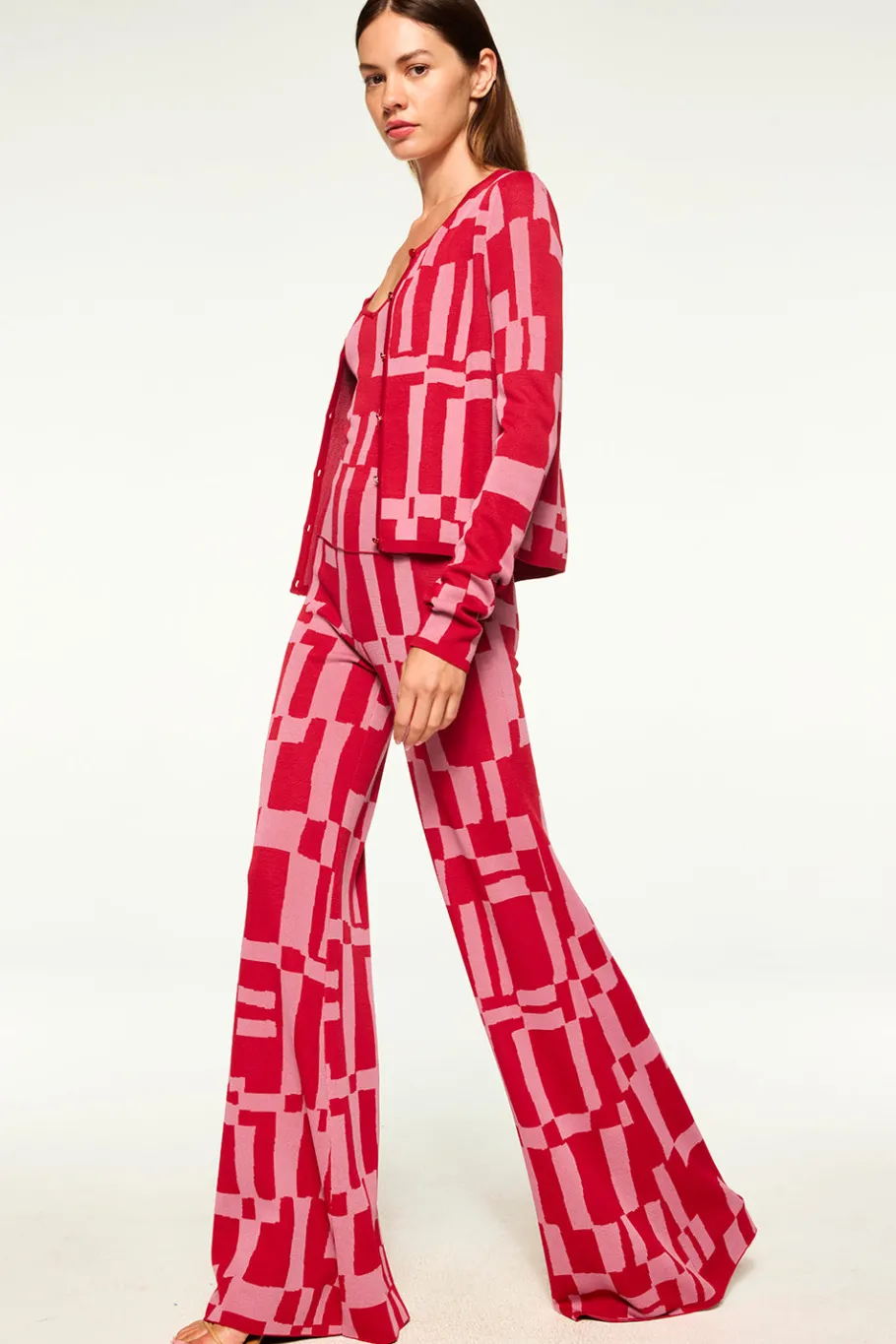 MISA Los Angeles Knits|Matching Sets>ELVIN CARDIGAN Pinku0026red