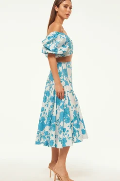 MISA Los Angeles Honeymoon|Matching Sets>EMMA SKIRT Turquoiseflorapoplin