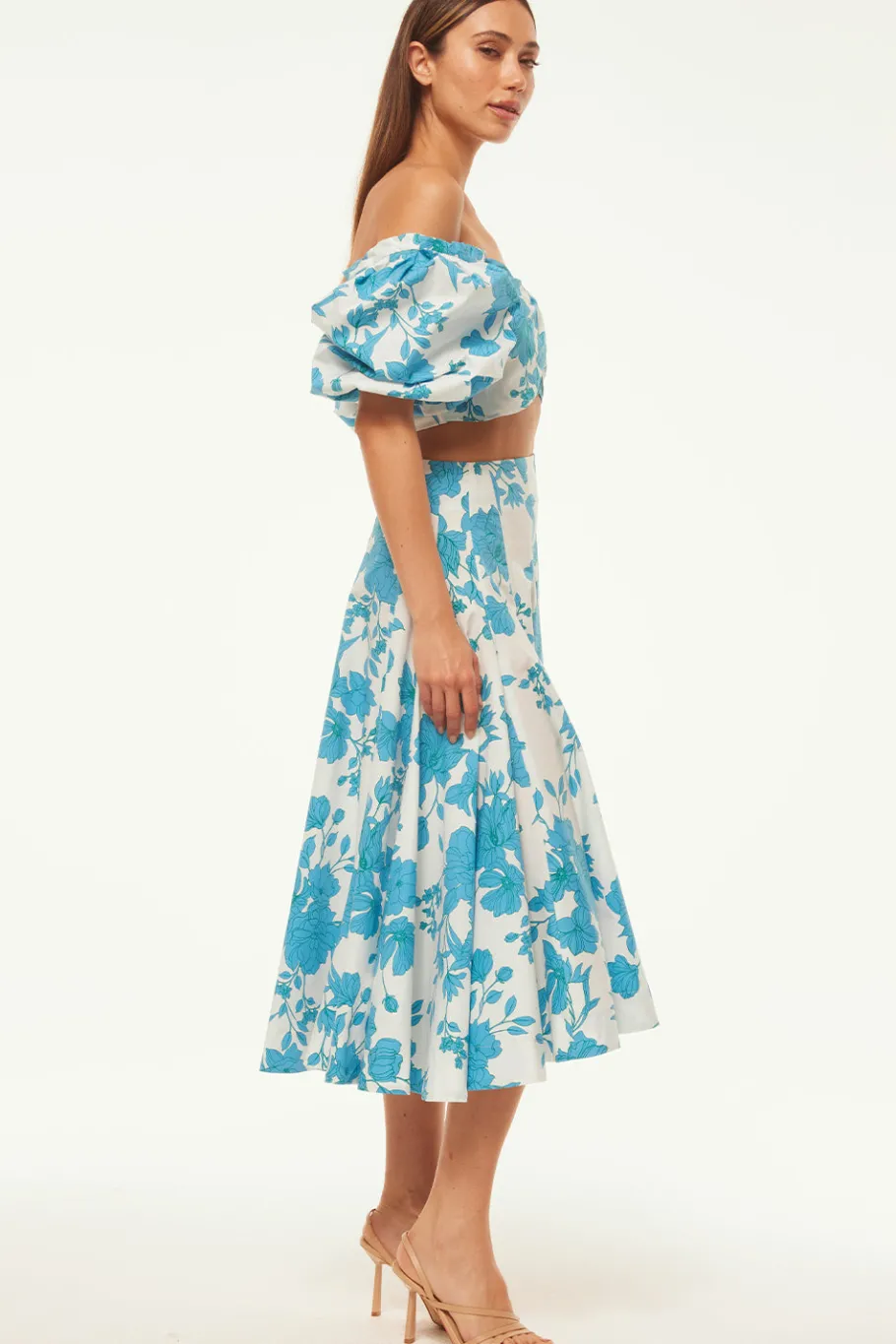 MISA Los Angeles Honeymoon|Matching Sets>EMMA SKIRT Turquoiseflorapoplin