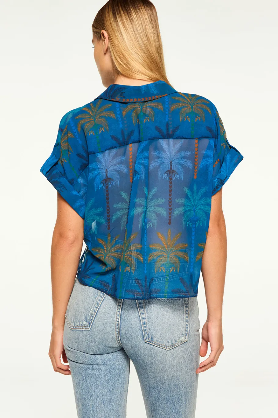 MISA Los Angeles Tops>ERIN TOP Cobaltpalmschiffon