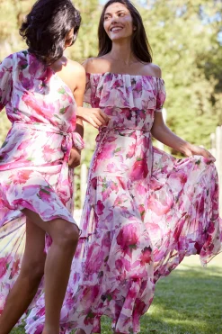 MISA Los Angeles Wedding Guest|Maxi>ESTELLA DRESS Gardenfuchsia