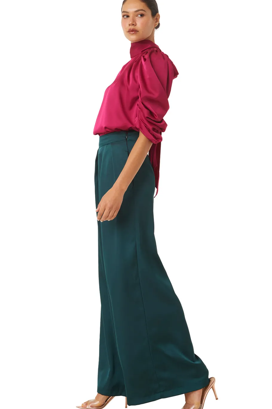MISA Los Angeles Pants>FILIPPA PANT Emeraldsatin