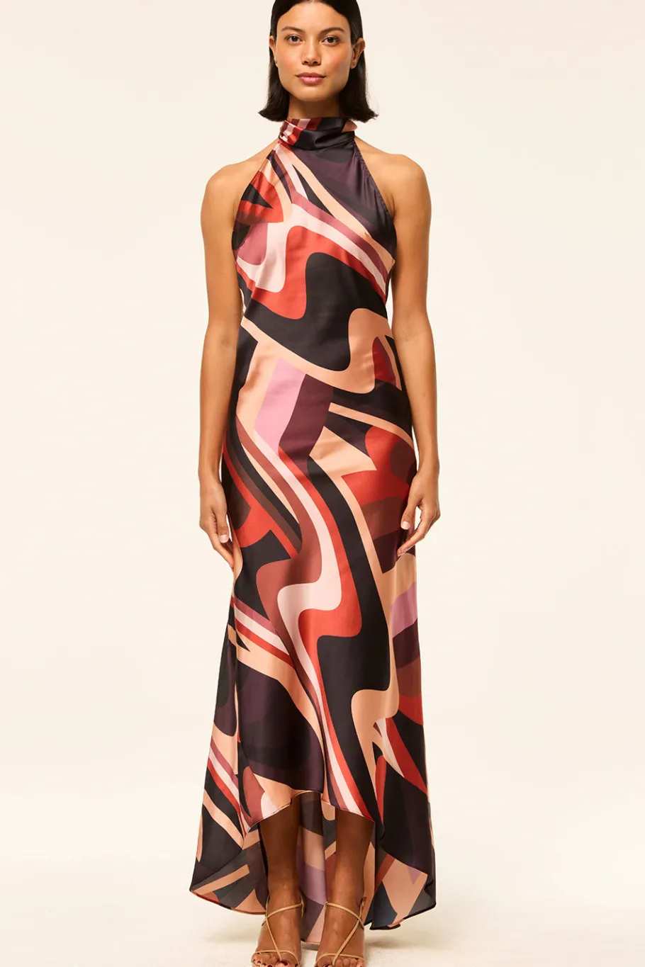 MISA Los Angeles Wedding Guest|Maxi>FIORE DRESS Canyonstripesatin