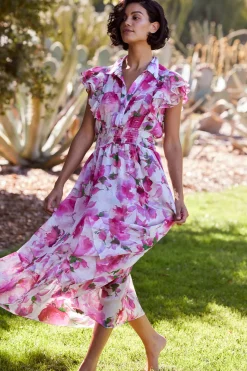 MISA Los Angeles Engagement Party|Midi>FLORENCIA DRESS Gardenfuchsia