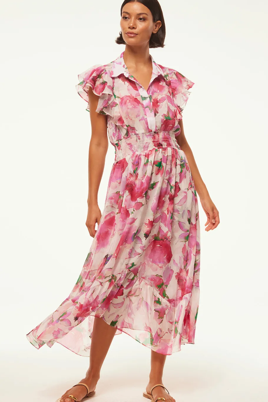 MISA Los Angeles Engagement Party|Midi>FLORENCIA DRESS Gardenfuchsia