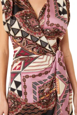 MISA Los Angeles Honeymoon|Midi>FRANCESCA DRESS Leonardopatchwork