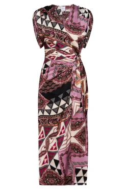 MISA Los Angeles Honeymoon|Midi>FRANCESCA DRESS Leonardopatchwork