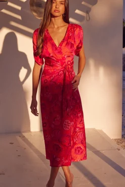 MISA Los Angeles Wedding Guest|Midi>FRANCESCA DRESS Floracorsicafuchsia