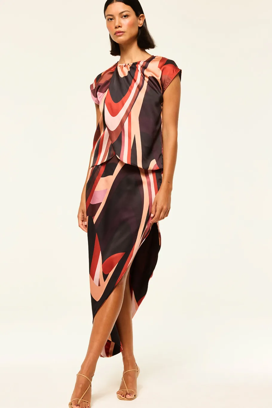 MISA Los Angeles Matching Sets|Skirts & Shorts>FRANCO SKIRT Canyonstripesatin