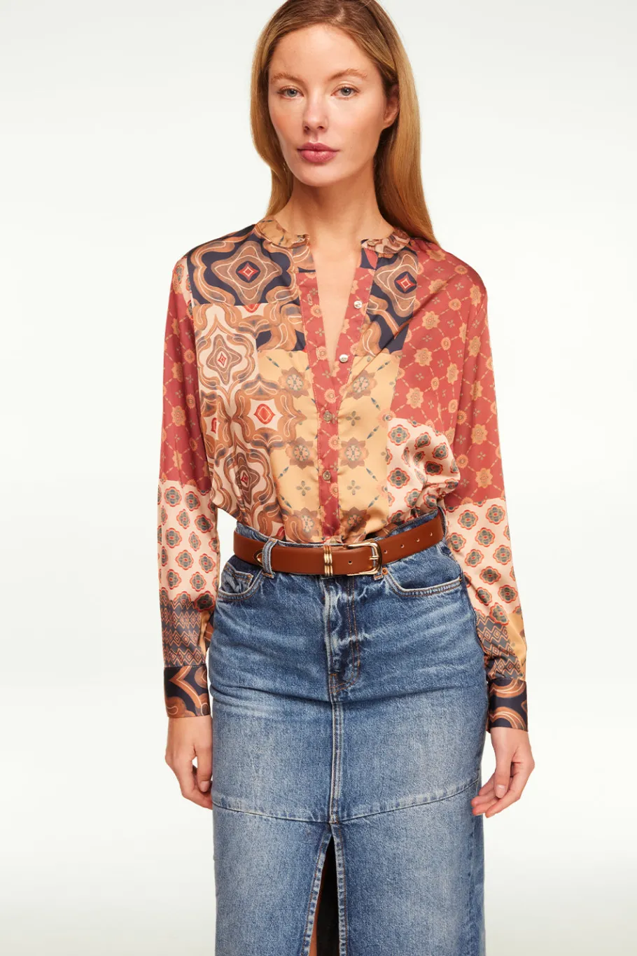 MISA Los Angeles Matching Sets|Tops>FRANKIE TOP Surrealpatchworksatin