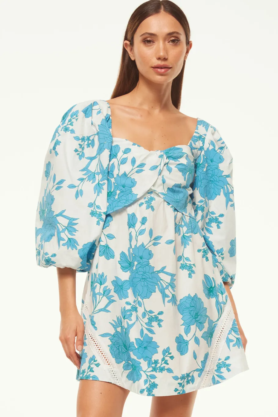 MISA Los Angeles Honeymoon|Mini>GIADA DRESS Turquoiseflorapoplin