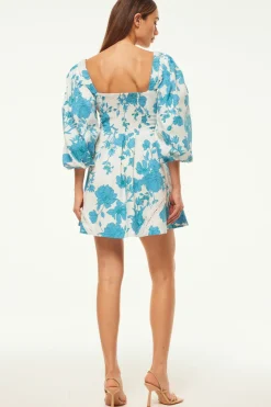 MISA Los Angeles Honeymoon|Mini>GIADA DRESS Turquoiseflorapoplin