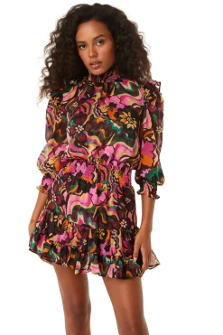 MISA Los Angeles Wedding Guest|Long-sleeve>GIANNA DRESS Floragroovechiffon