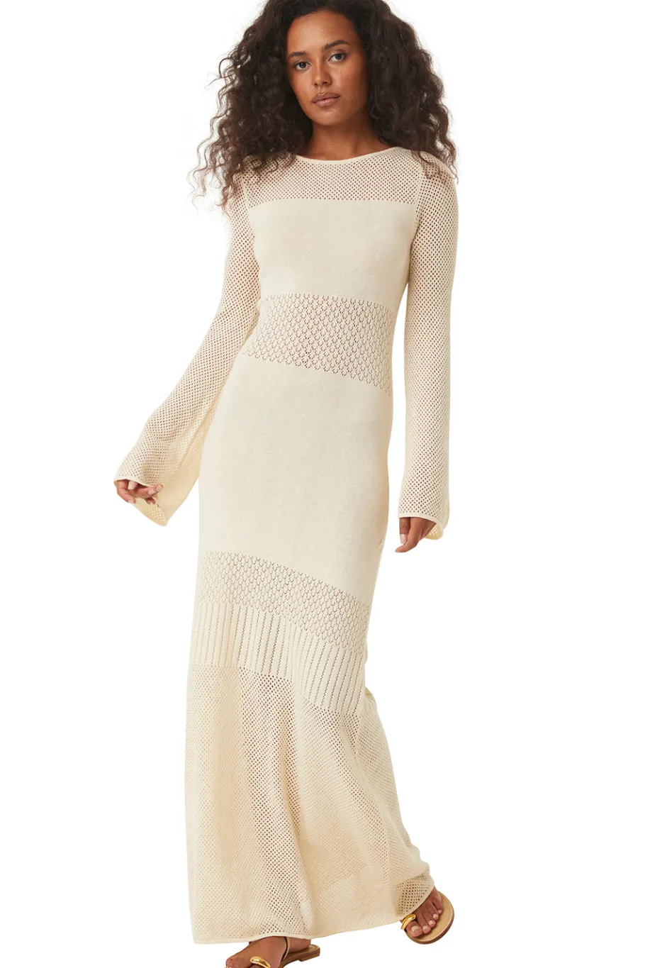 MISA Los Angeles Knit|Long-sleeve>IRENE DRESS Ivory