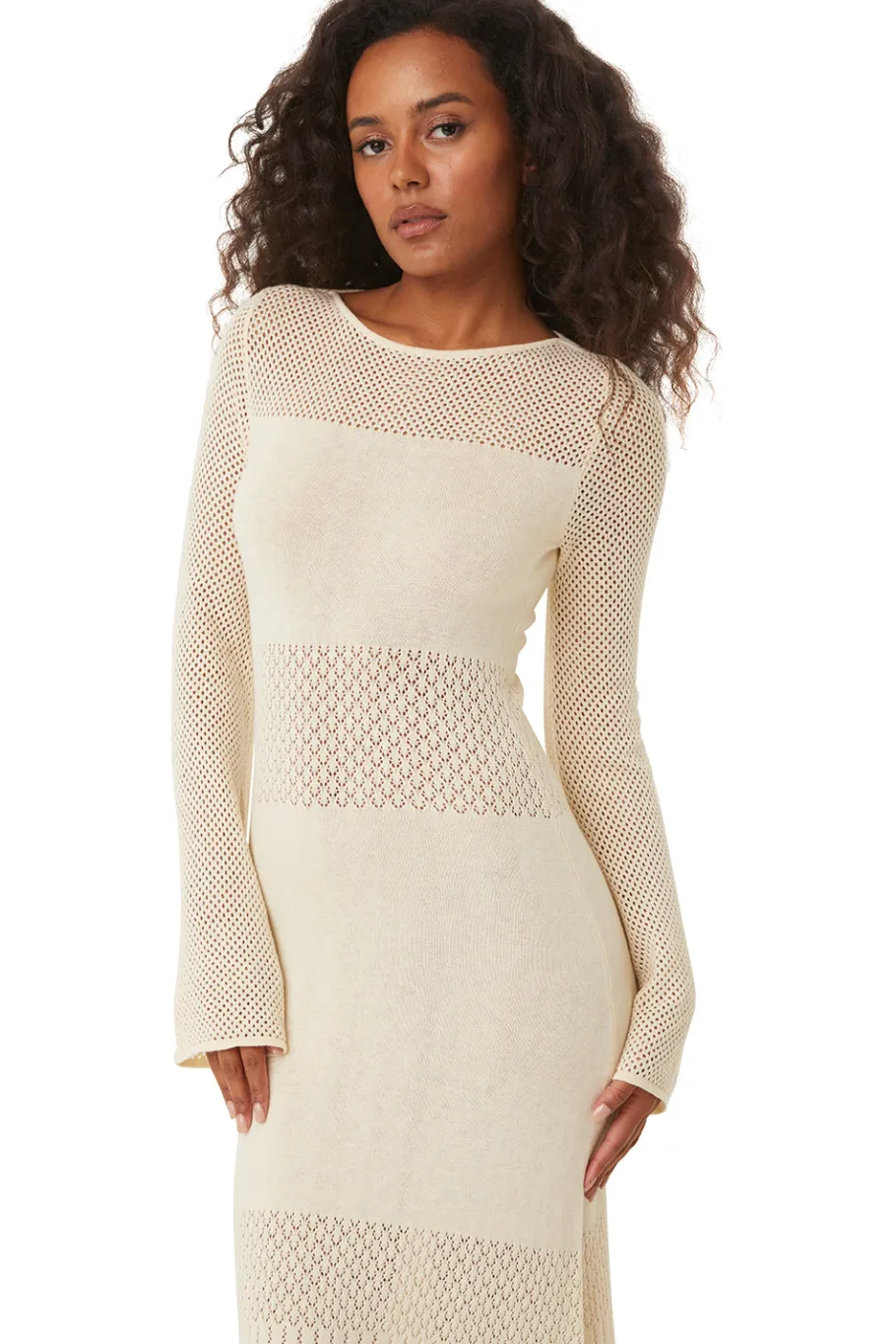 MISA Los Angeles Knit|Long-sleeve>IRENE DRESS Ivory