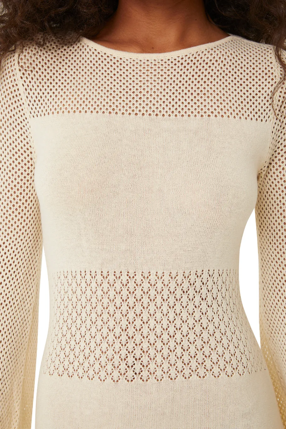 MISA Los Angeles Knit|Long-sleeve>IRENE DRESS Ivory