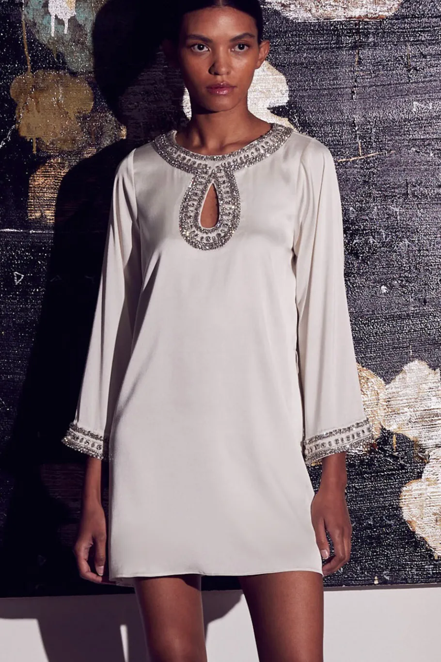 MISA Los Angeles Wedding Guest|Long-sleeve>IVY DRESS Ivorysatin