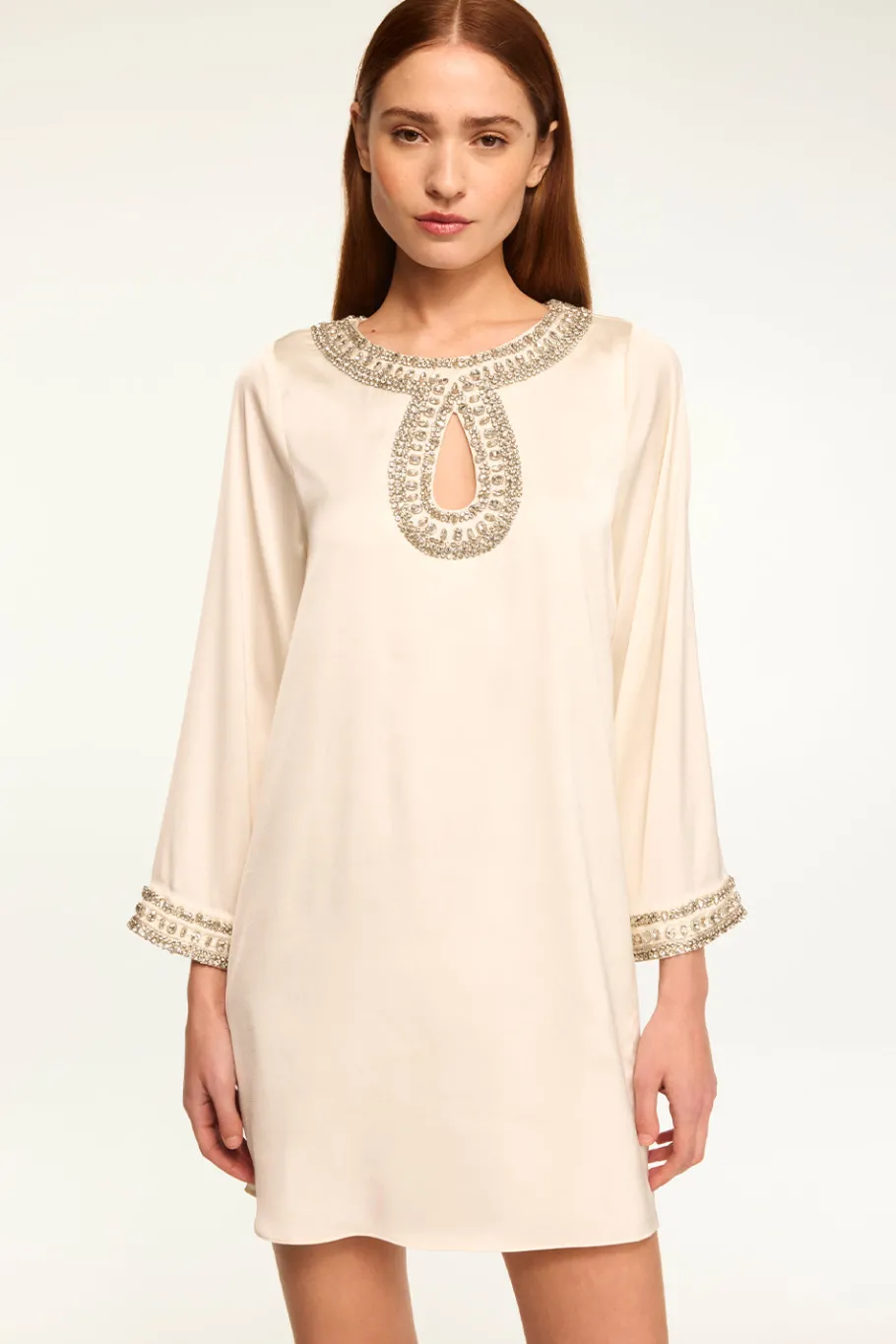 MISA Los Angeles Wedding Guest|Long-sleeve>IVY DRESS Ivorysatin