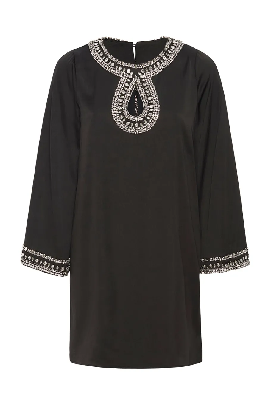 MISA Los Angeles Wedding Guest|Long-sleeve>IVY DRESS Blacksatin
