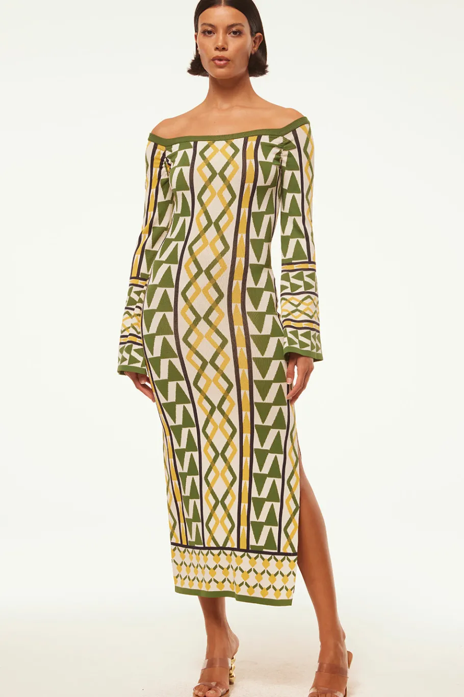 MISA Los Angeles Knit|Long-sleeve>JAQUETTA DRESS Limoncellogeojacquard