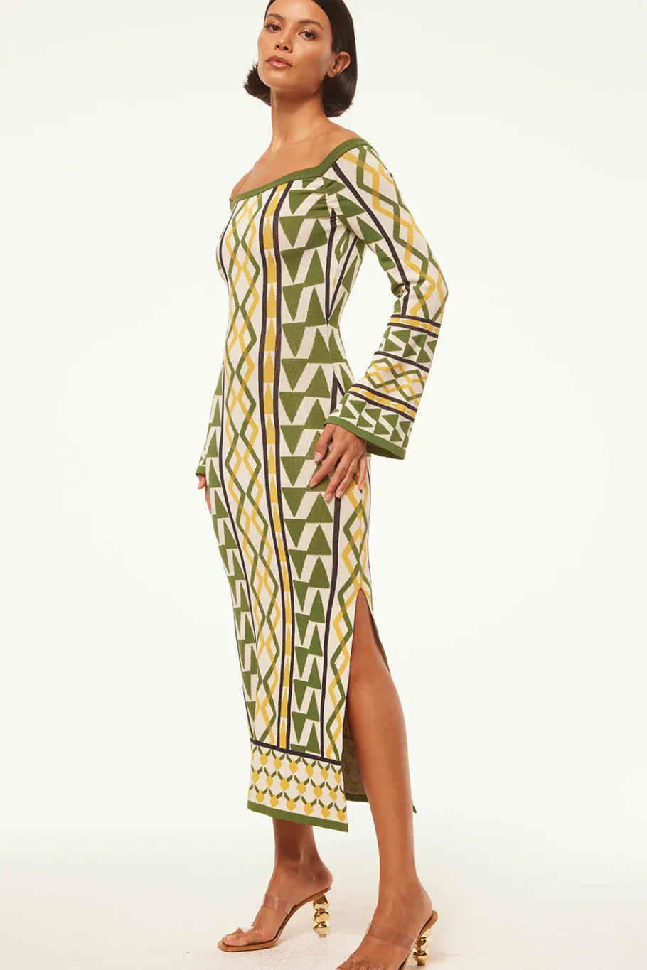 MISA Los Angeles Knit|Long-sleeve>JAQUETTA DRESS Limoncellogeojacquard
