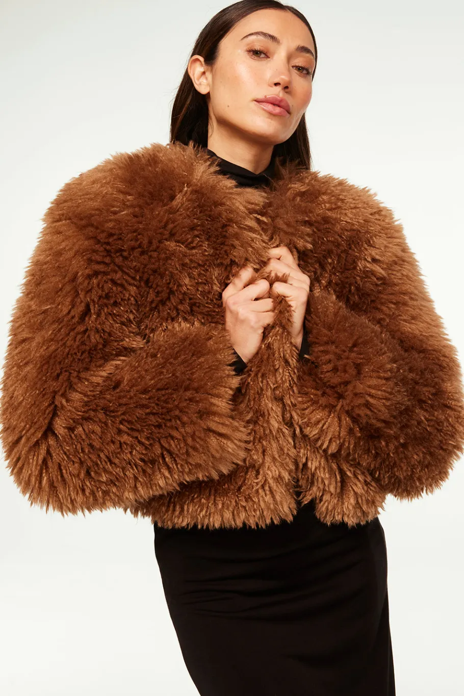 MISA Los Angeles Jackets|Tops>JORDYN FAUX FUR JACKET Lattefauxfur