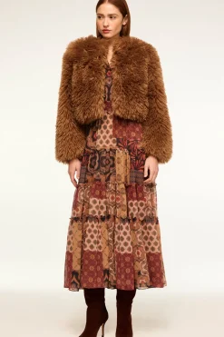 MISA Los Angeles Jackets|Tops>JORDYN FAUX FUR JACKET Lattefauxfur