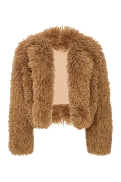 MISA Los Angeles Jackets|Tops>JORDYN FAUX FUR JACKET Lattefauxfur