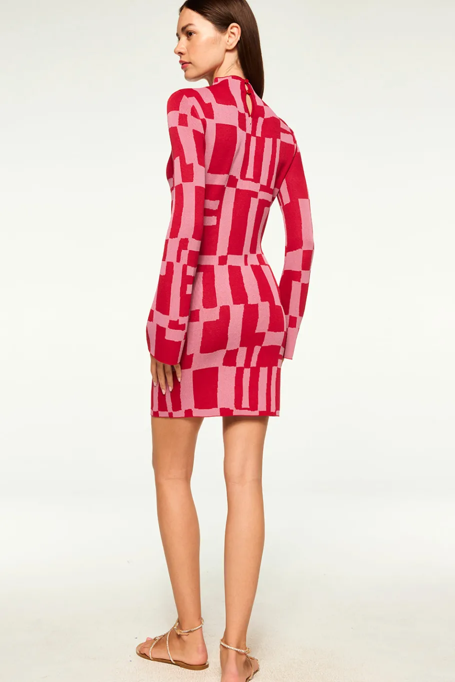 MISA Los Angeles Long-sleeve|Mini>KALEN DRESS Pinku0026red