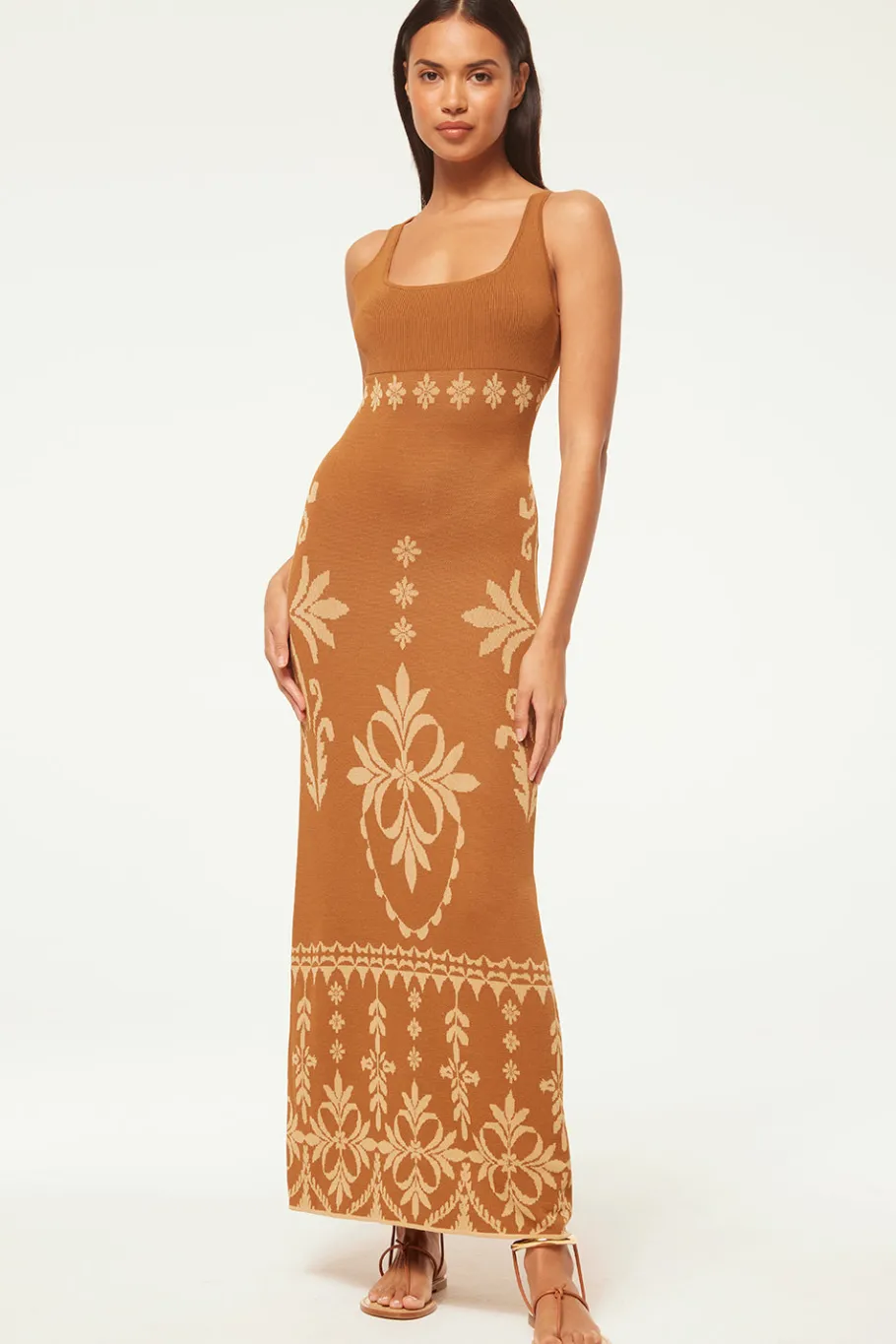 MISA Los Angeles Wedding Guest|Knit>KALIL DRESS Brownflorasantiago