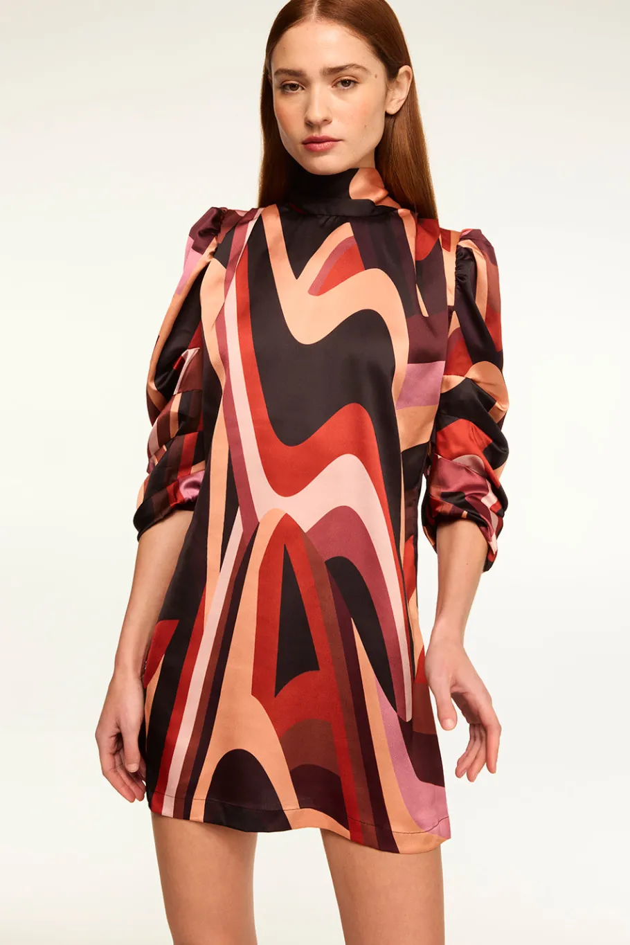 MISA Los Angeles Wedding Guest|Mini>KELLY DRESS Canyonstripesatin