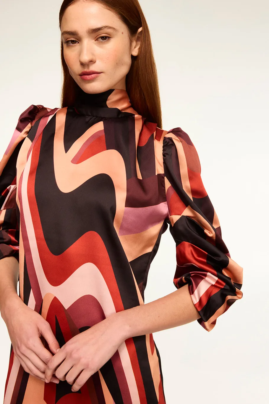 MISA Los Angeles Wedding Guest|Mini>KELLY DRESS Canyonstripesatin
