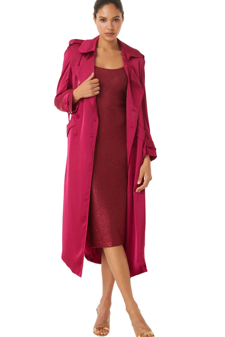 MISA Los Angeles Midi|Jackets>KIKI TRENCH Fuchsiasatin