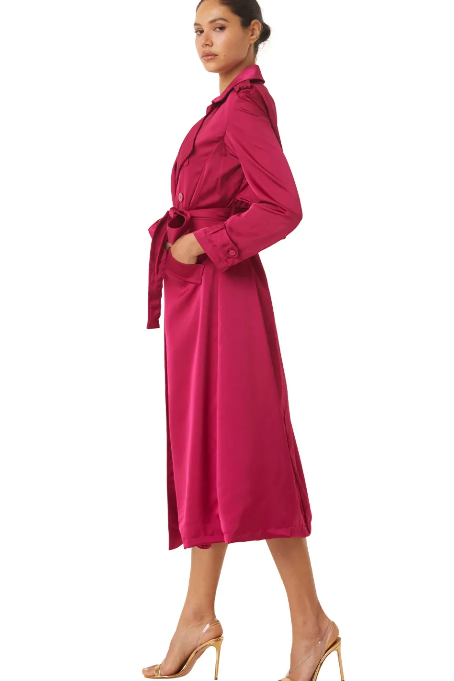 MISA Los Angeles Midi|Jackets>KIKI TRENCH Fuchsiasatin