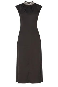 MISA Los Angeles Wedding Guest|Midi>KIRA DRESS Blacksatin