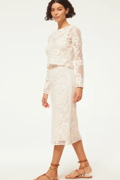 MISA Los Angeles Classic White|Matching Sets>KORD SKIRT Embroideredmesh