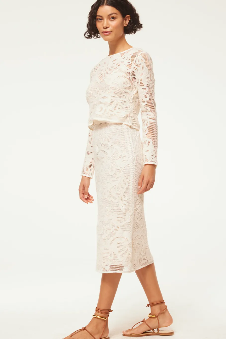 MISA Los Angeles Classic White|Matching Sets>KORD SKIRT Embroideredmesh